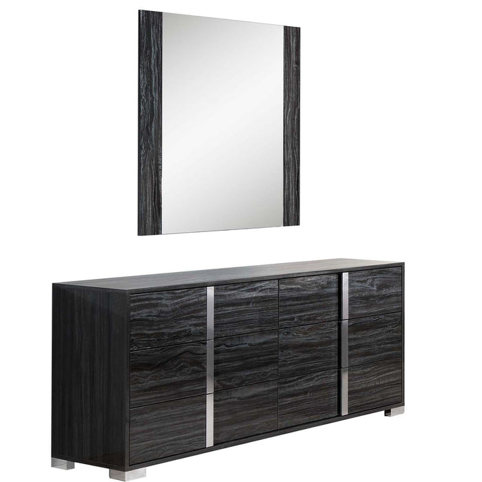 J&M Furniture - Alice Gloss Grey Dresser and Mirror Set - 15544-DR+M-GLOSS GREY - GreatFurnitureDeal