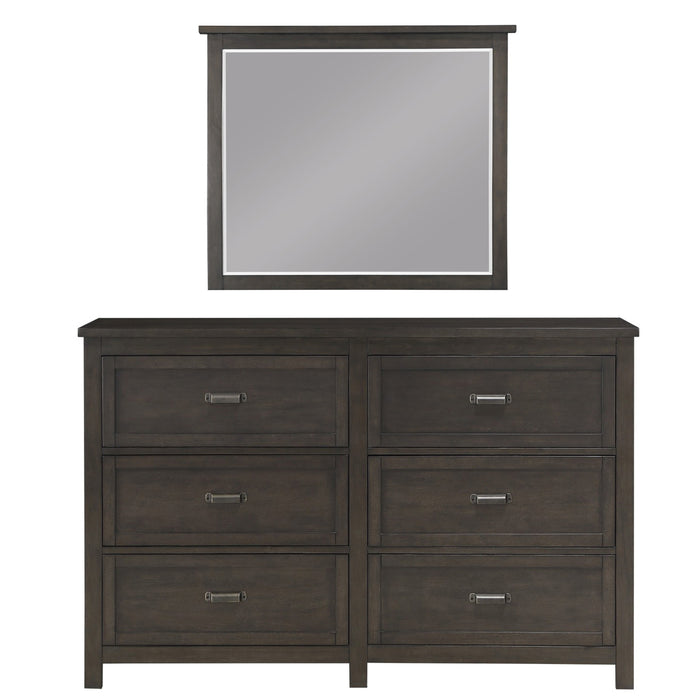 Homelegance - Hebron 6 Drawer Dresser and Mirror Set in Dark Cherry - 1923-5-6 - GreatFurnitureDeal