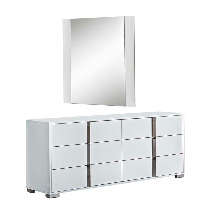 J&M Furniture - Alice White High Gloss Dresser and Mirror Set - 18986-DR+M-WHITE HIGH GLOSS - GreatFurnitureDeal