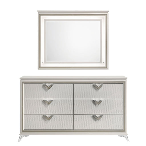 Homelegance - Audra 6 Drawer Dresser and Mirror Set in White and Gold - 1383-5-6 - GreatFurnitureDeal