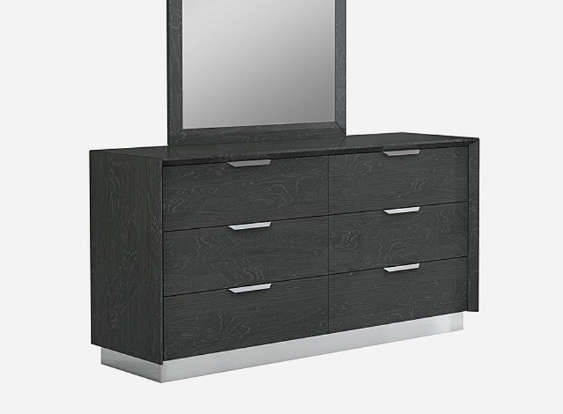 J&M Furniture - The Monte Leone Grey Lacquer Drawer Dresser and Mirror - 180234-DR+M-GREY LACQUER