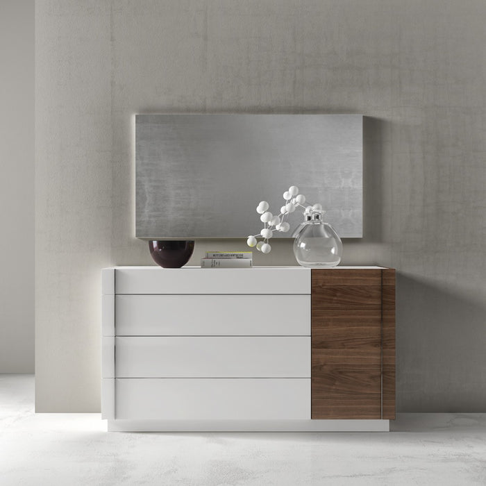 J&M Furniture - Lisbon White and Walnut Dresser and Mirror - 17871-DR+M-WHITE-WALNUT - GreatFurnitureDeal