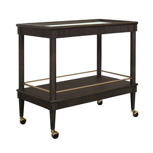 Worlds Away - Dublin Classic Bar Cart With Fluted Detail In Espresso Oak - DUBLIN ES - GreatFurnitureDeal