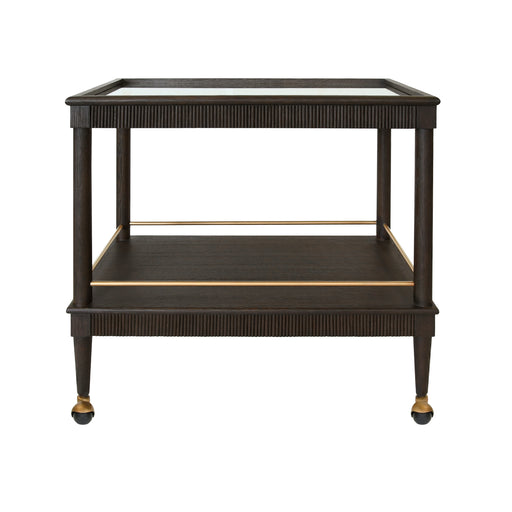 Worlds Away - Dublin Classic Bar Cart With Fluted Detail In Espresso Oak - DUBLIN ES - GreatFurnitureDeal