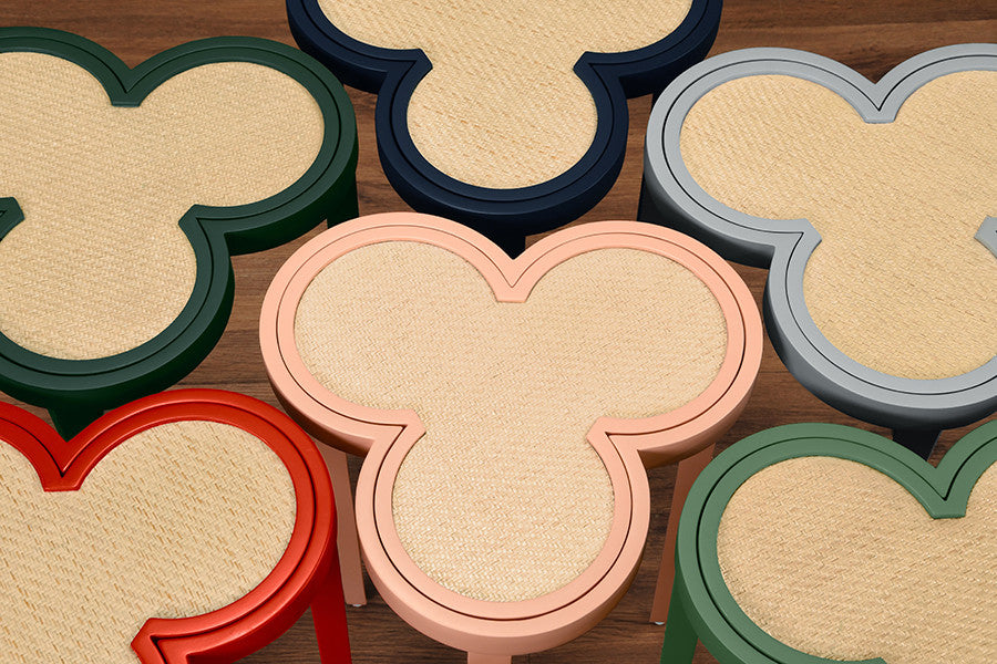 Worlds Away - Dylan Cigar Table With Reversible Lacquer And Natural Grasscloth Top In Matte Navy Lacquer - DYLAN NVY