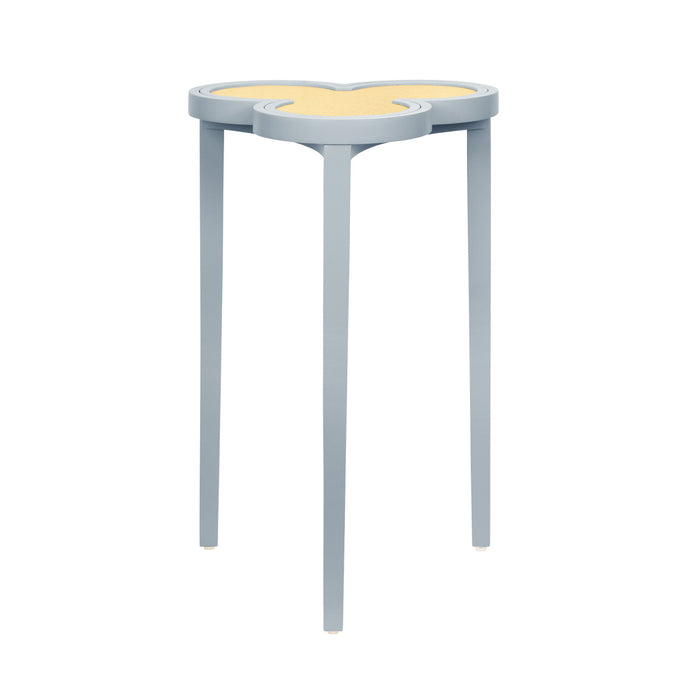 Worlds Away - Dylan Clover Cigar Table With Reversible Lacquer And Natural Grasscloth Top In Matte Light Blue Lacquer - DYLAN LB