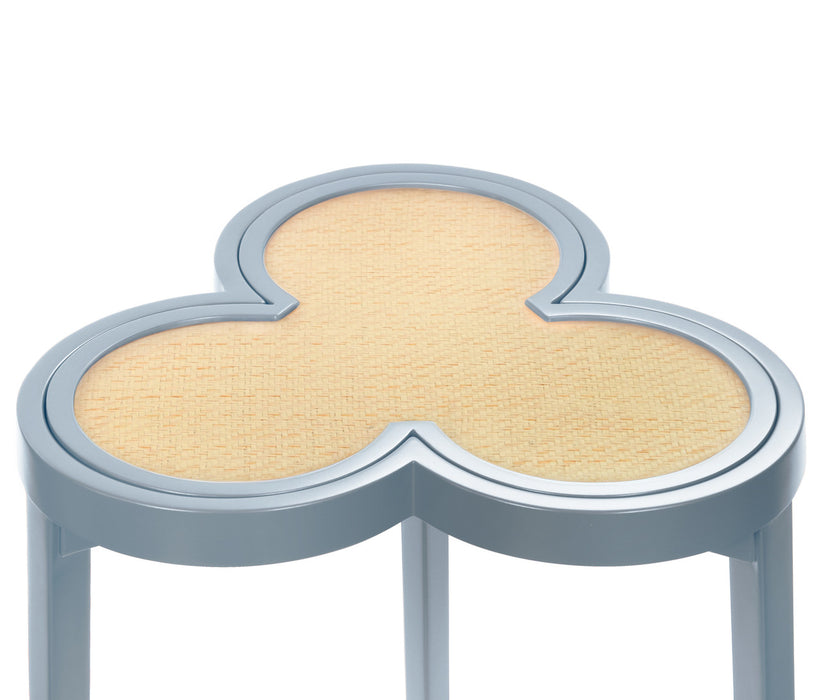 Worlds Away - Dylan Clover Cigar Table With Reversible Lacquer And Natural Grasscloth Top In Matte Light Blue Lacquer - DYLAN LB