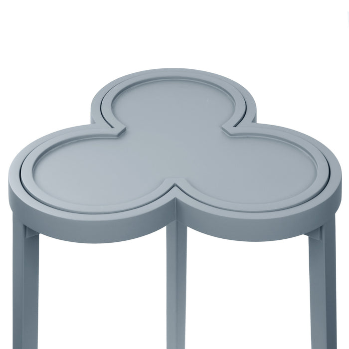 Worlds Away - Dylan Clover Cigar Table With Reversible Lacquer And Natural Grasscloth Top In Matte Light Blue Lacquer - DYLAN LB