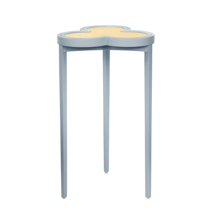 Worlds Away - Dylan Clover Cigar Table With Reversible Lacquer And Natural Grasscloth Top In Matte Light Blue Lacquer - DYLAN LB