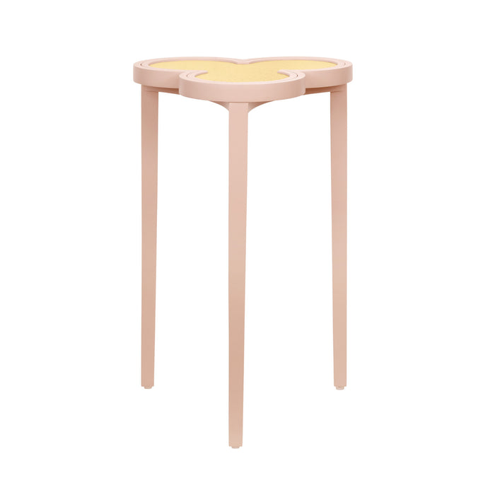 Worlds Away - Dylan Clover Cigar Table With Reversible Lacquer And Natural Grasscloth Top In Matte Pink Lacquer - DYLAN PI