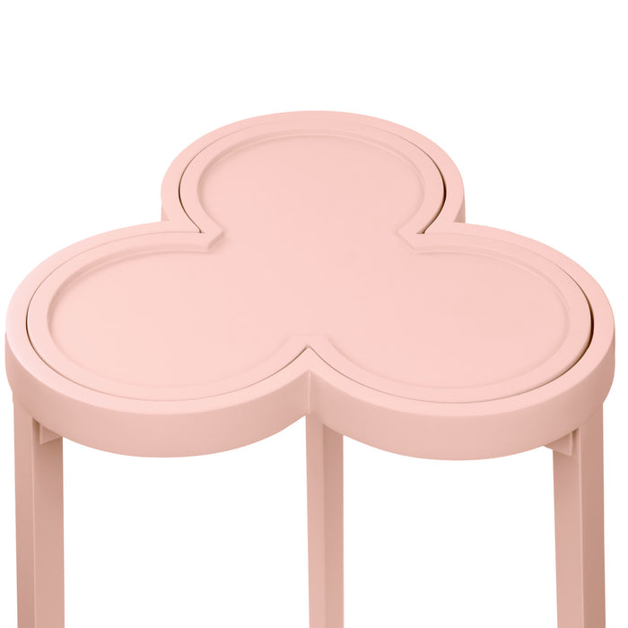Worlds Away - Dylan Clover Cigar Table With Reversible Lacquer And Natural Grasscloth Top In Matte Pink Lacquer - DYLAN PI
