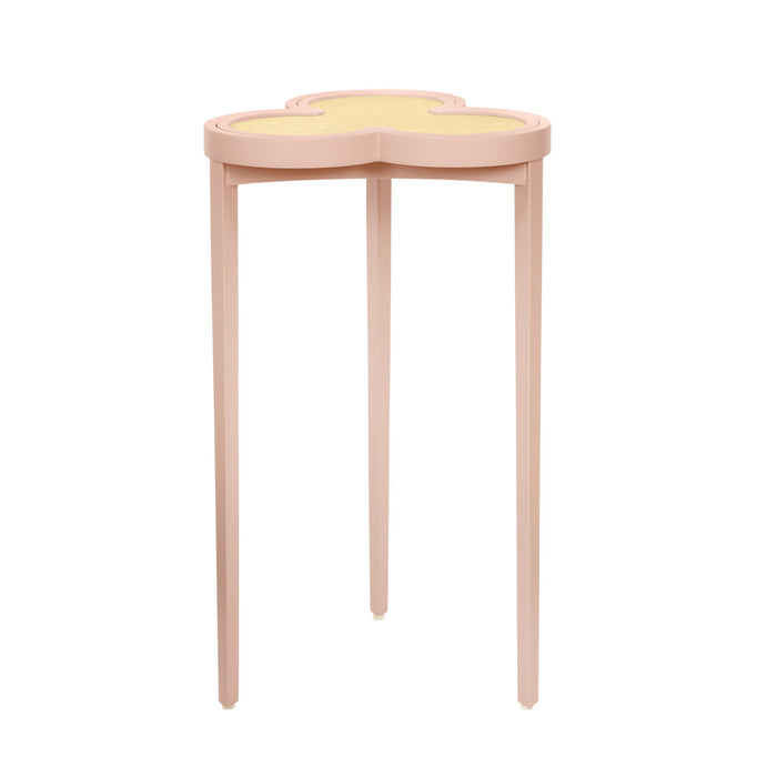 Worlds Away - Dylan Clover Cigar Table With Reversible Lacquer And Natural Grasscloth Top In Matte Pink Lacquer - DYLAN PI
