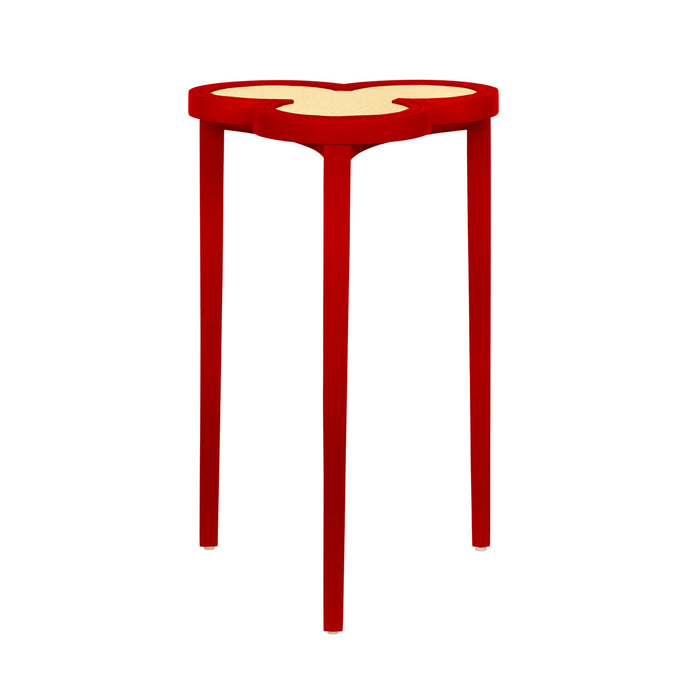 Worlds Away - Dylan Clover Cigar Table With Reversible Lacquer And Natural Grasscloth Top In Matte Red Lacquer - DYLAN RD