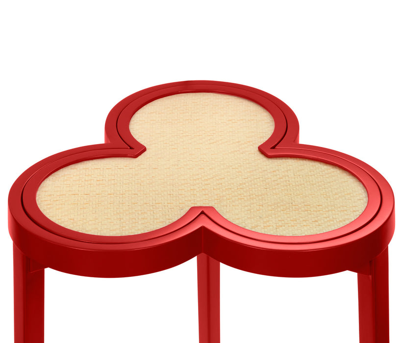 Worlds Away - Dylan Clover Cigar Table With Reversible Lacquer And Natural Grasscloth Top In Matte Red Lacquer - DYLAN RD