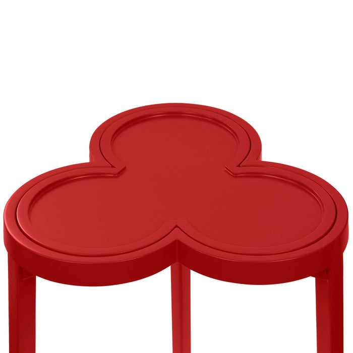Worlds Away - Dylan Clover Cigar Table With Reversible Lacquer And Natural Grasscloth Top In Matte Red Lacquer - DYLAN RD
