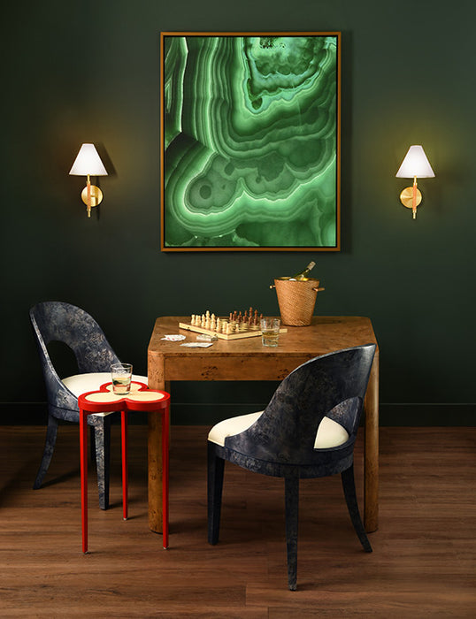 Worlds Away - Dylan Clover Cigar Table With Reversible Lacquer And Natural Grasscloth Top In Matte Red Lacquer - DYLAN RD
