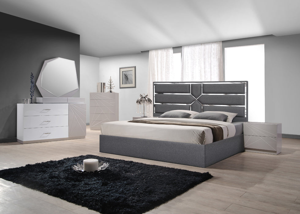 J&M Furniture - Da Vinci Charcoal Queen Premium Platform Bed - 18730-Q-CHARCOAL