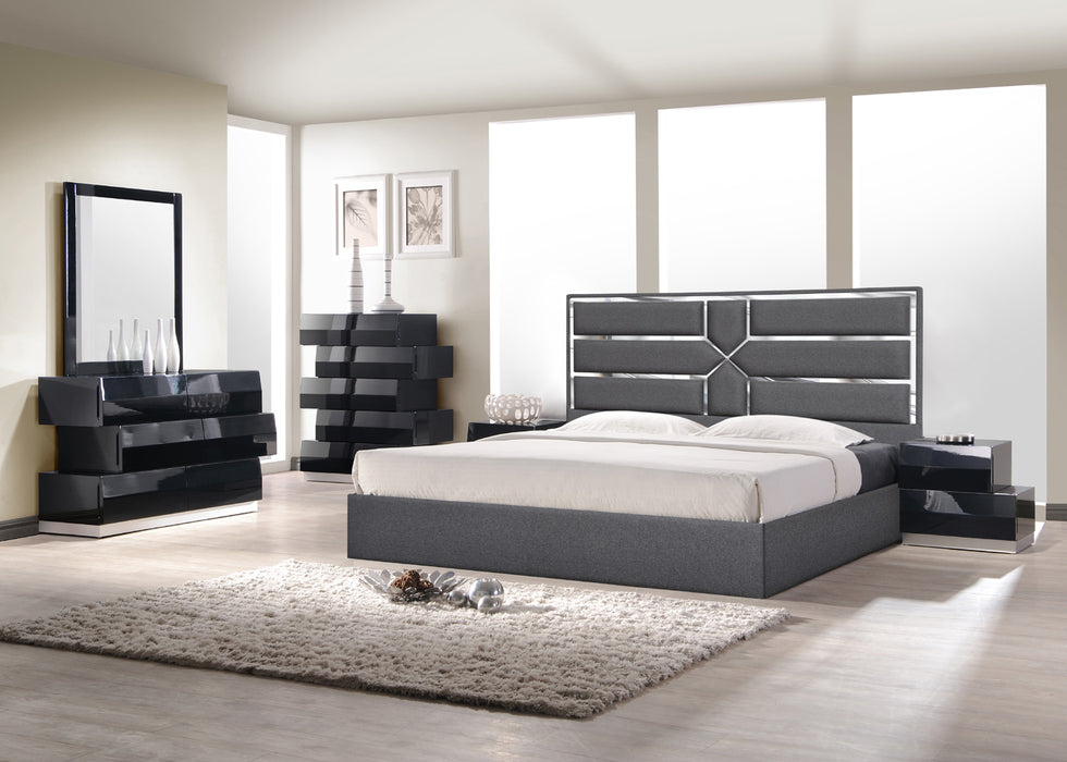 J&M Furniture - Da Vinci Charcoal Queen Premium Platform Bed - 18730-Q-CHARCOAL