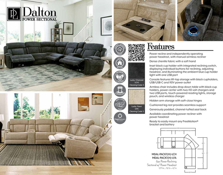 Parker Living - Dalton 6 Piece Sectional Sofa in Lucky Fawn - MDAL-PACKT(H)-LFA - GreatFurnitureDeal