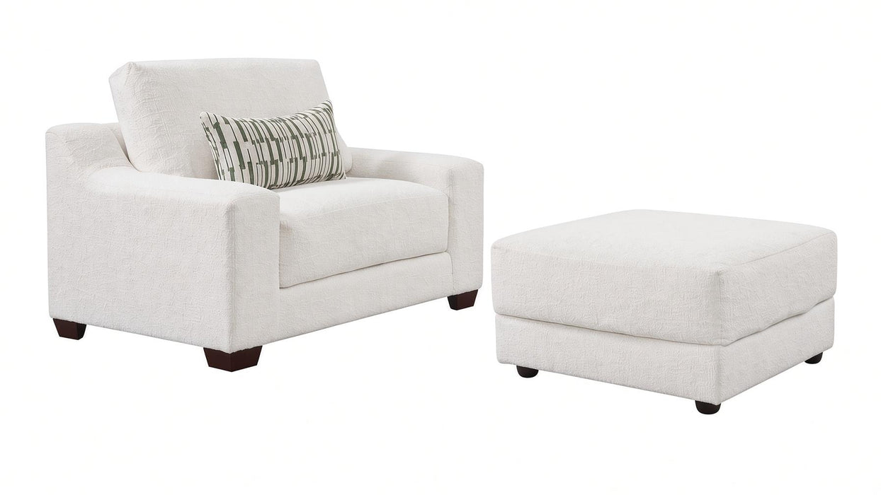 Mariano Fabric - Dana 3 Piece Sofa, Chair and Ottoman Set in Ivory - 8100-30-10-00