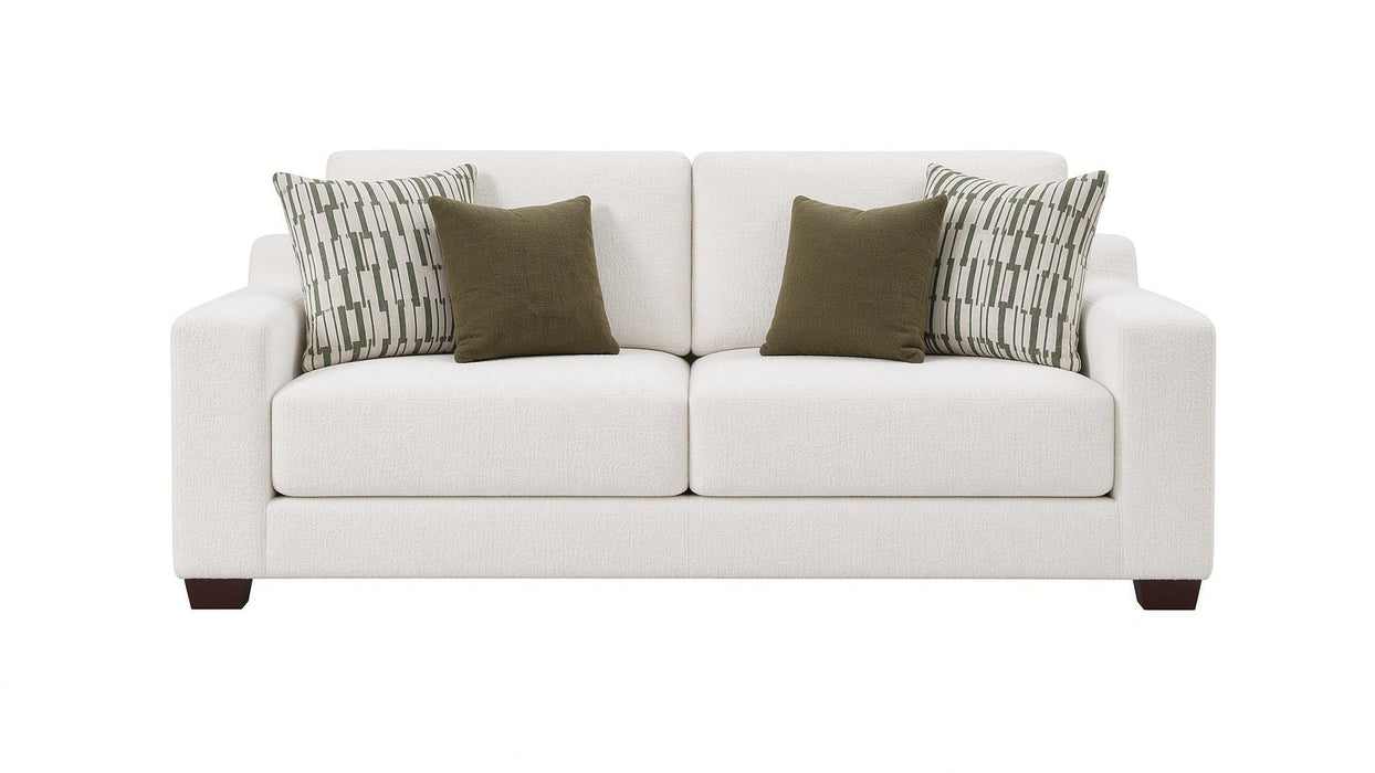 Mariano Fabric - Dana 3 Piece Sofa, Chair and Ottoman Set in Ivory - 8100-30-10-00
