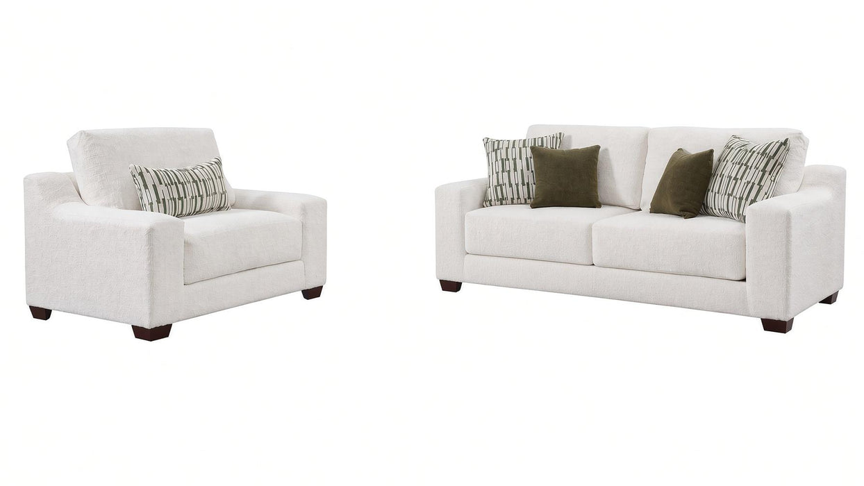 Mariano Fabric - Dana Sofa and Chair Set in Ivory - 8100-30-10