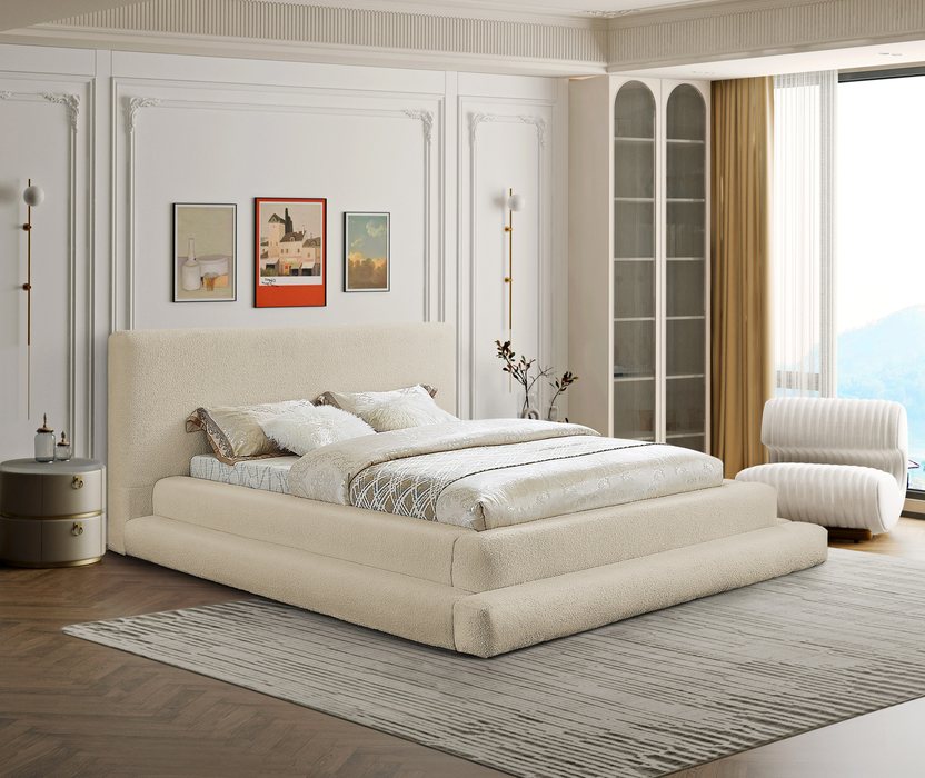 Meridian Furniture - Dane Beige Teddy Fabric Upholstered King Bed (3 Boxes) - DaneBeige-K - GreatFurnitureDeal