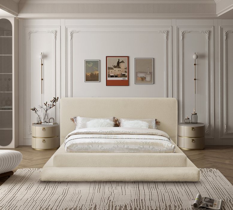 Meridian Furniture - Dane Beige Teddy Fabric Upholstered King Bed (3 Boxes) - DaneBeige-K - GreatFurnitureDeal
