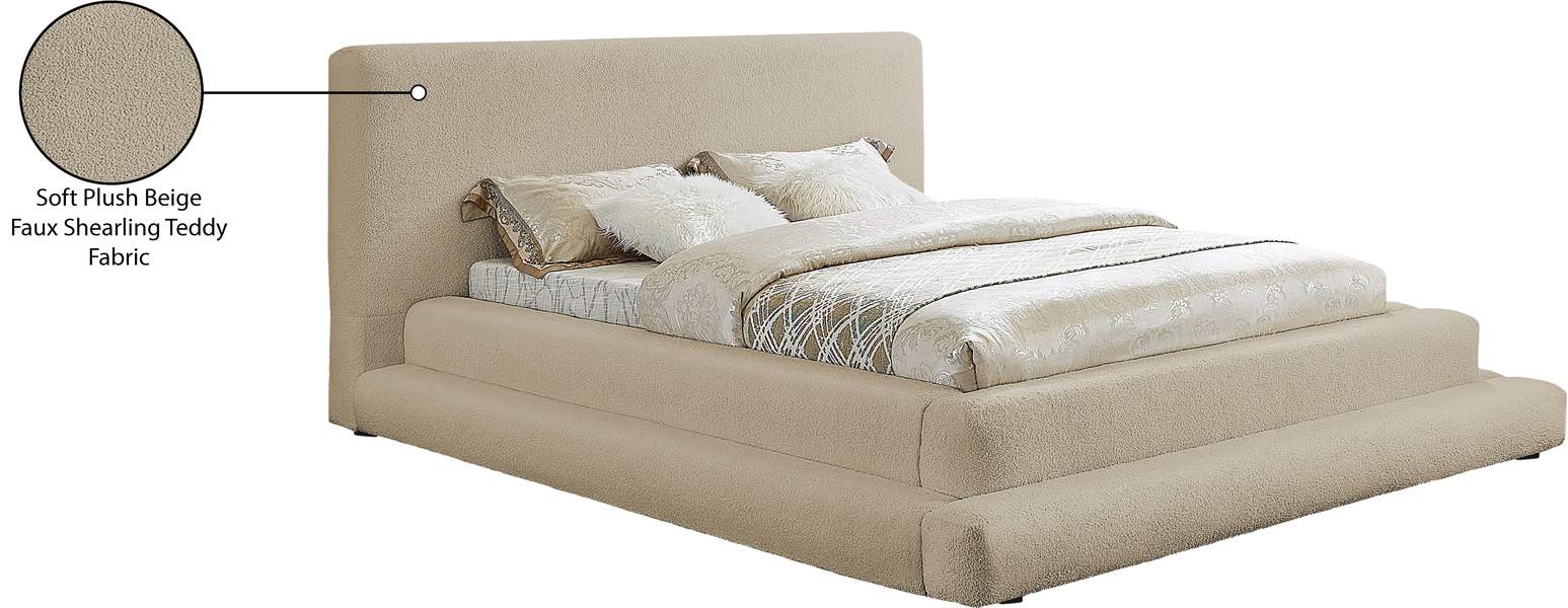 Meridian Furniture - Dane Beige Teddy Fabric Upholstered King Bed (3 Boxes) - DaneBeige-K - GreatFurnitureDeal