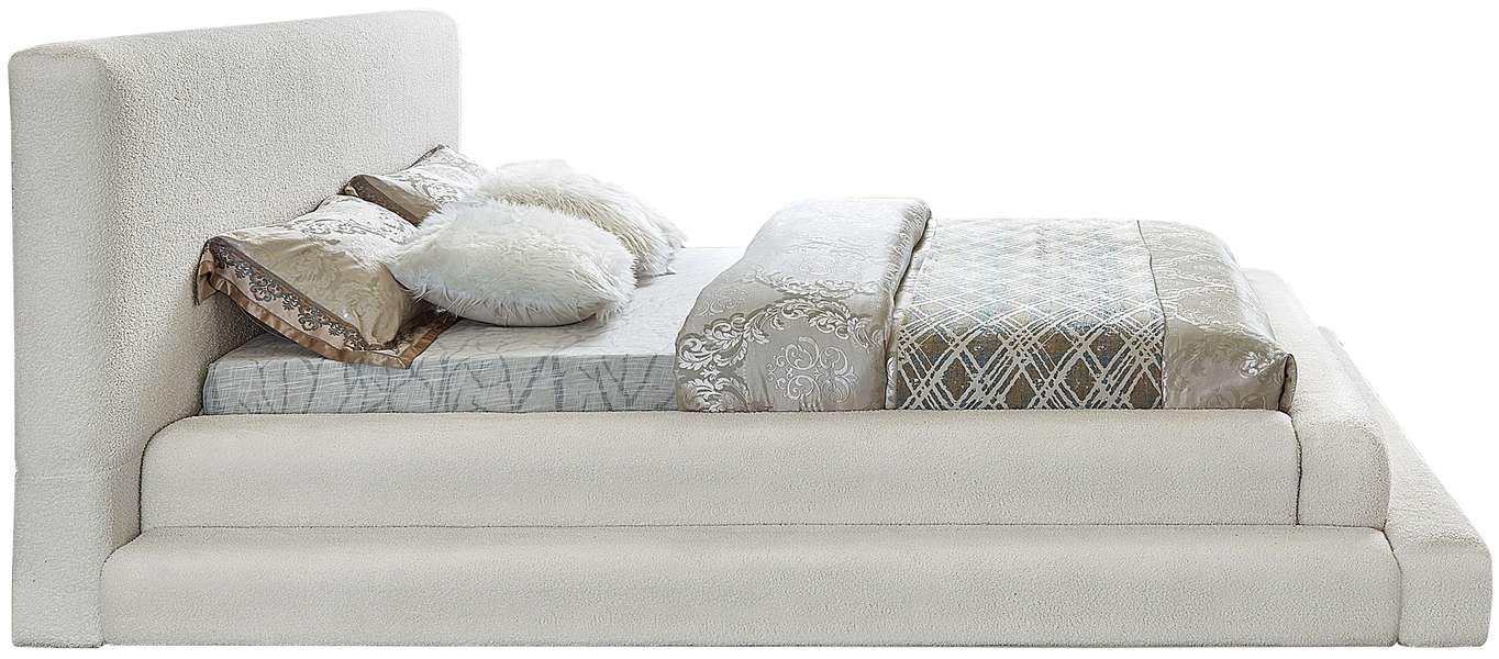 Meridian Furniture - Dane Cream Teddy Fabric Upholstered Full Bed (3 Boxes) - DaneCream-F - GreatFurnitureDeal