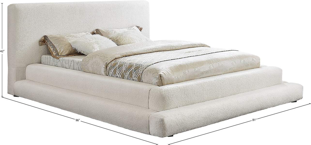Meridian Furniture - Dane Cream Teddy Fabric Upholstered Full Bed (3 Boxes) - DaneCream-F - GreatFurnitureDeal