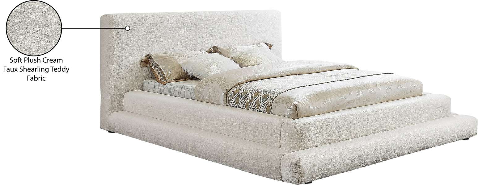 Meridian Furniture - Dane Cream Teddy Fabric Upholstered Full Bed (3 Boxes) - DaneCream-F - GreatFurnitureDeal