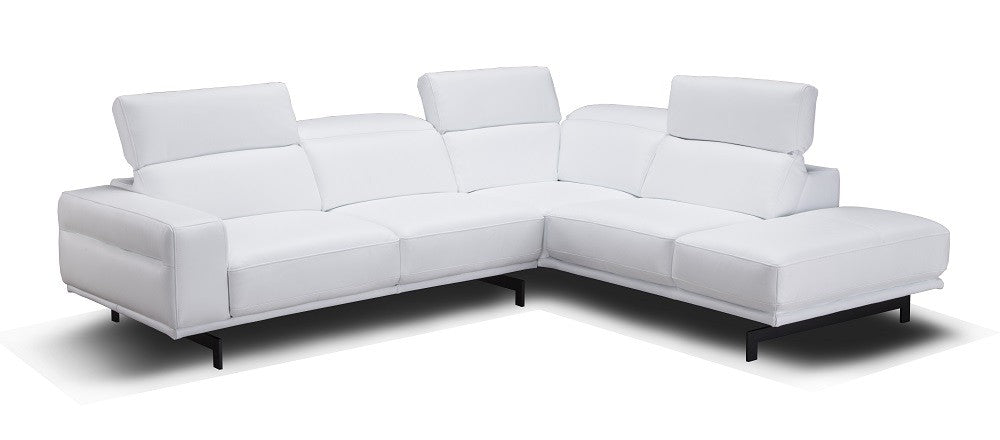 J&M Furniture - Davenport Leather RHF Sectional Sofa in Snow White - 17988-RHF