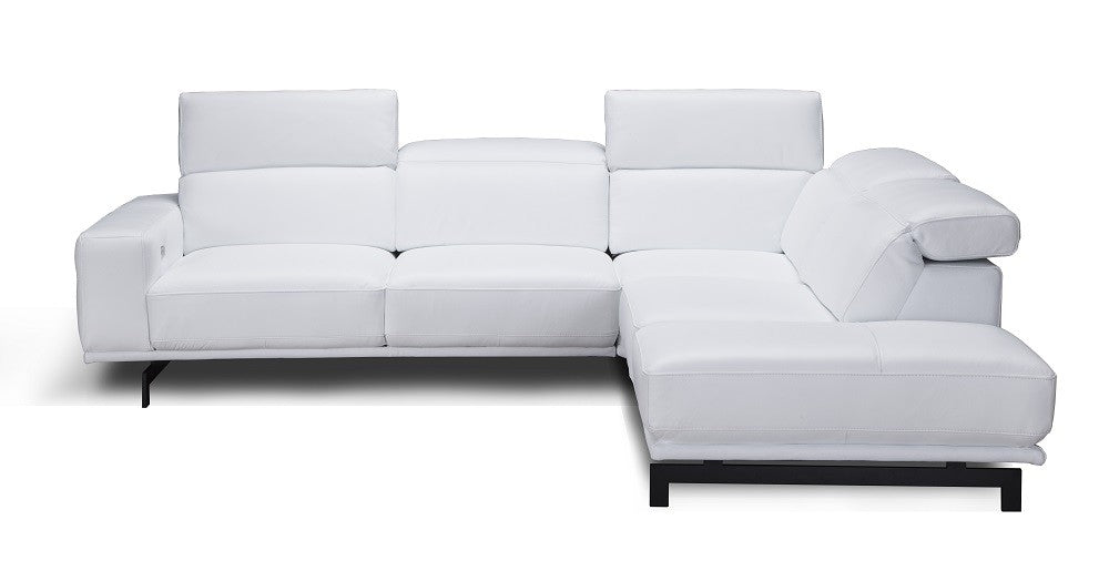 J&M Furniture - Davenport Leather LHF Sectional Sofa in Snow White - 17988-LHF