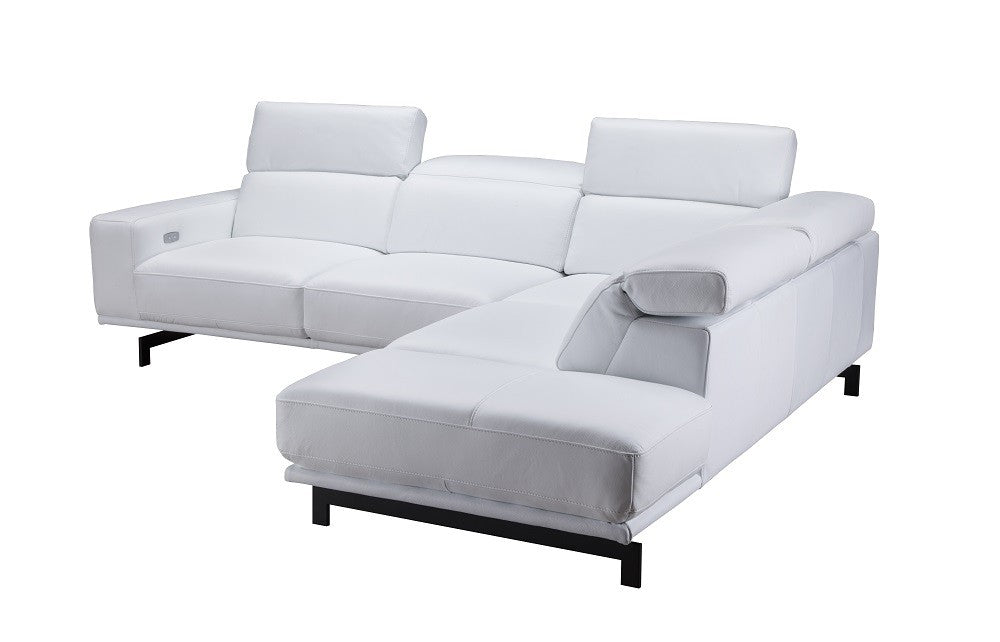 J&M Furniture - Davenport Leather LHF Sectional Sofa in Snow White - 17988-LHF