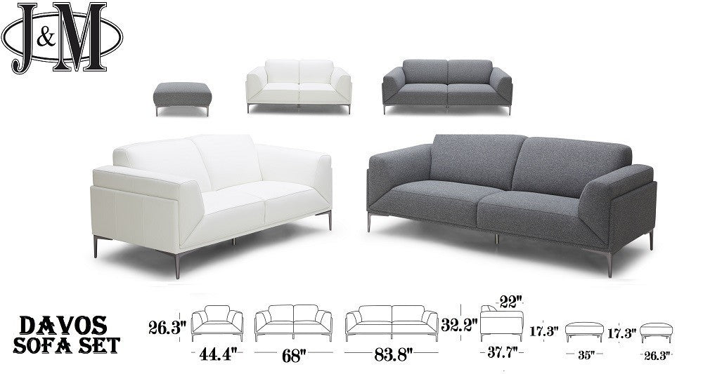 J&M Furniture - Davos White 2 Piece Sofa Set - 182481-SC-WHT - GreatFurnitureDeal
