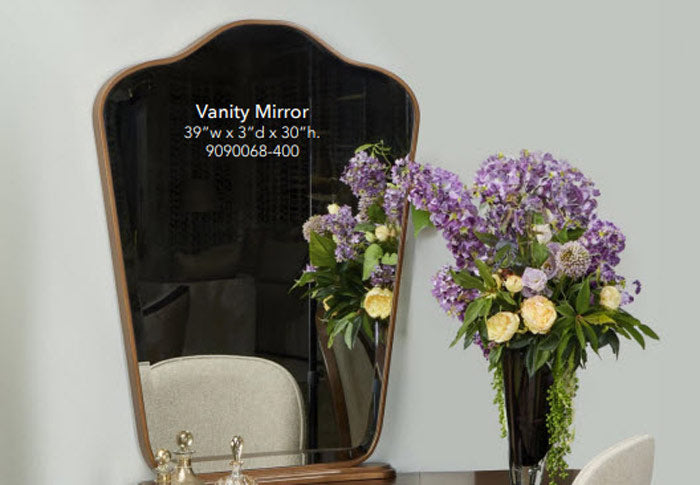 AICO Furniture - Camellia Field"Vanity/Desk with Mirror "Warm Pecan - N9090058-68-400 - GreatFurnitureDeal