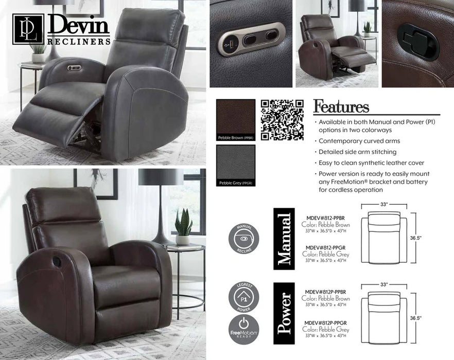 Parker Living - Devin Power Recliner in Pebble Brown (Set of 2) - MDEV#812P-PPBR - GreatFurnitureDeal