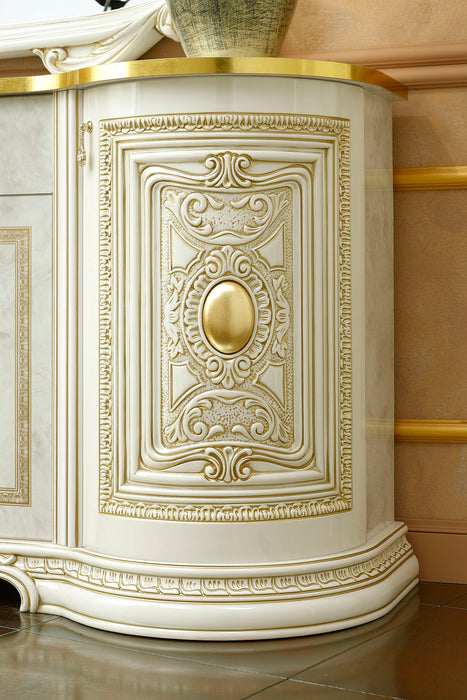 ESF Furniture - Leonardo 4-Door Buffet with Big Mirror in Ivory - LEONARDOBUFFET-M - GreatFurnitureDeal
