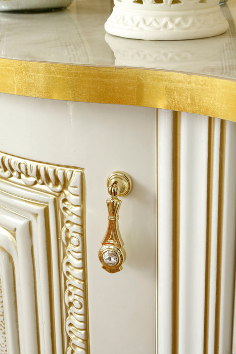 ESF Furniture - Leonardo 4-Door Buffet with Big Mirror in Ivory - LEONARDOBUFFET-M - GreatFurnitureDeal