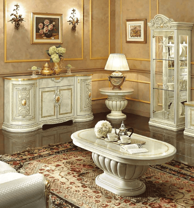 ESF Furniture - Leonardo 18" Extension Dining Table in Ivory - LEONARDOTABLE - GreatFurnitureDeal