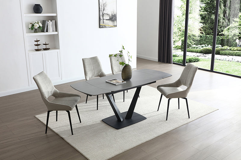 ESF Furniture - 1239 Swivel Dining Chair Beige/Brown (Set of 2) - 1239-CHAIR