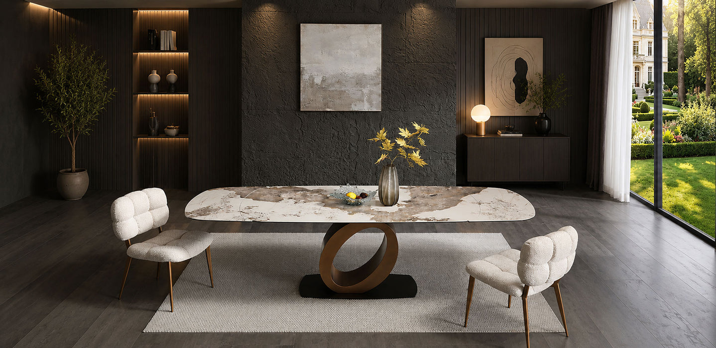 ESF Furniture - 6472 Dining Table in Brushed Bronze - 6472