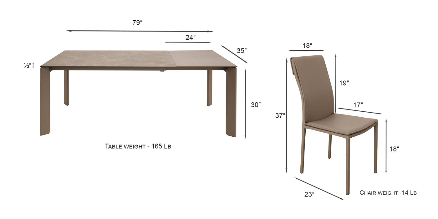 ESF Furniture - Aurora Dining Table in Taupe - AURORA-TAUPE