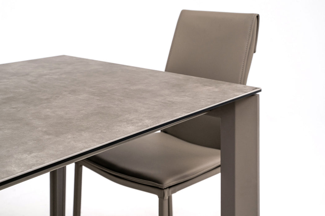 ESF Furniture - Aurora 7 Piece Dining Table Set in Taupe - AURORA-TAUPE-7SET