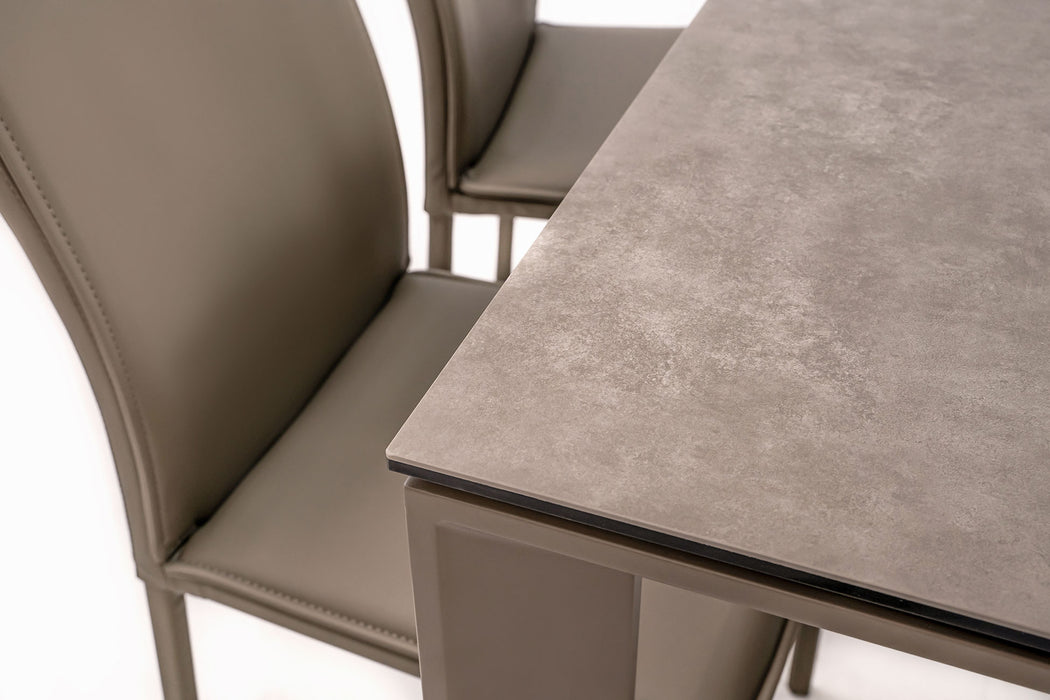 ESF Furniture - Aurora 7 Piece Dining Table Set in Taupe - AURORA-TAUPE-7SET