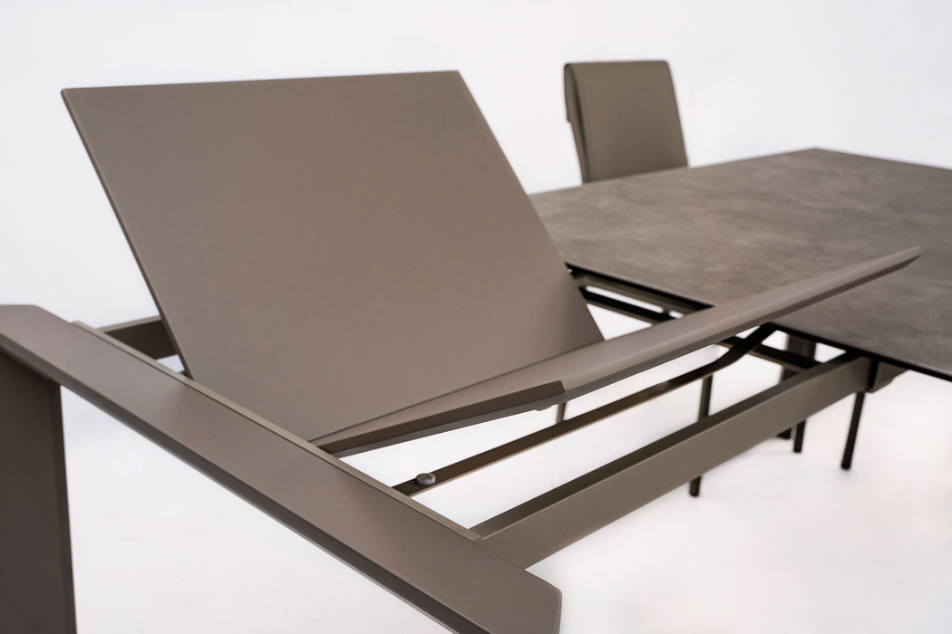ESF Furniture - Aurora 7 Piece Dining Table Set in Taupe - AURORA-TAUPE-7SET