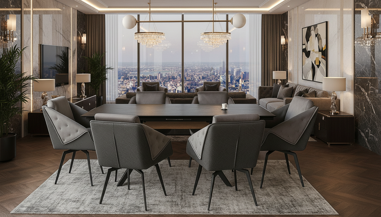 ESF Furniture - Aurora 7 Piece Dining Table Set - AURORA-DINING-7SET