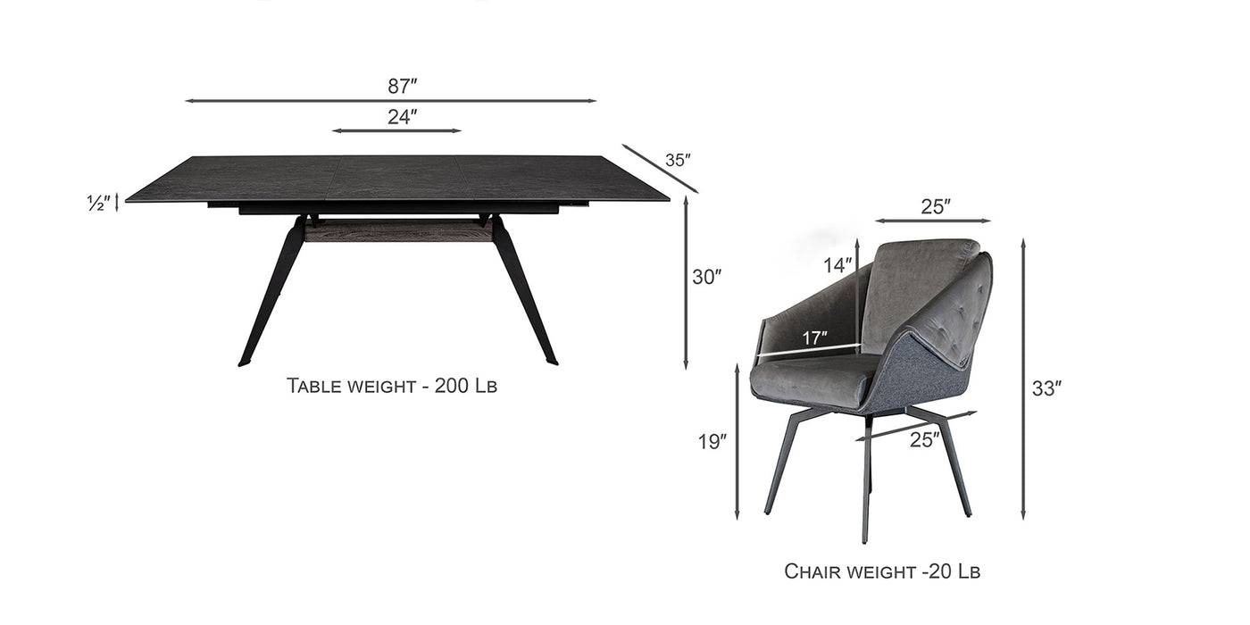 ESF Furniture - Aurora 7 Piece Dining Table Set - AURORA-DINING-7SET