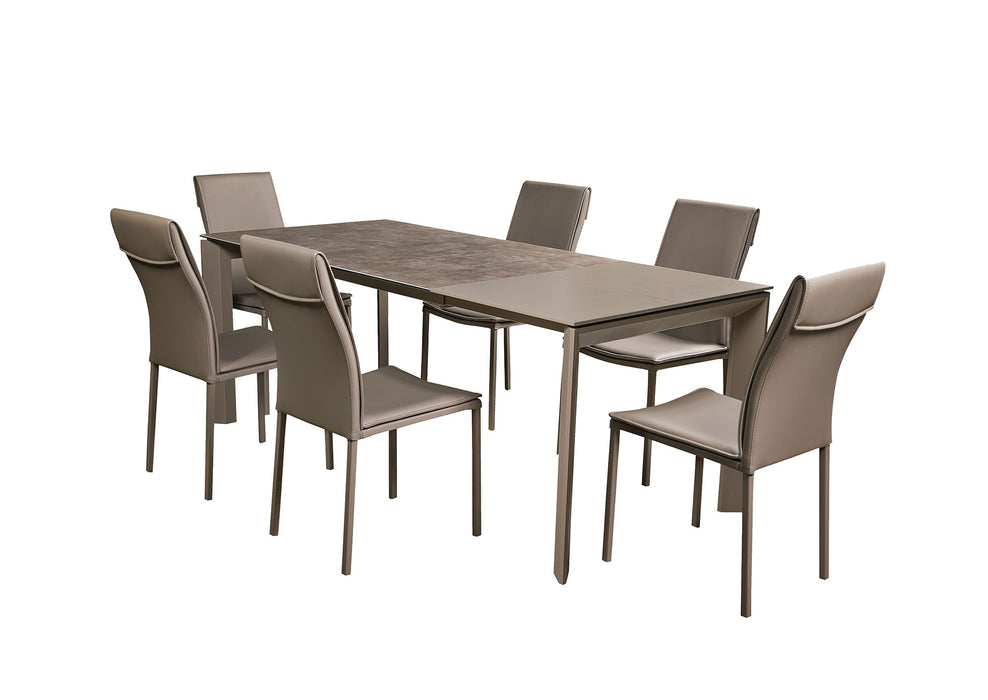 ESF Furniture - Aurora 7 Piece Dining Table Set in Taupe - AURORA-TAUPE-7SET